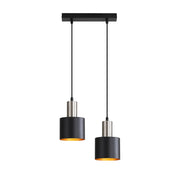 Lampada a sospensione ZMH da tavolo da pranzo E27 lampada a sospensione vintage 2 lampadine oro nero