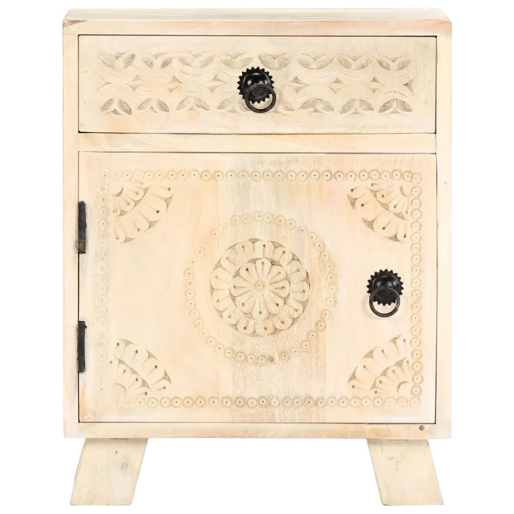 Comodino | Armadio da Notte | Mobiletto da notte 40x30x50 cm in Legno Massello di Mango