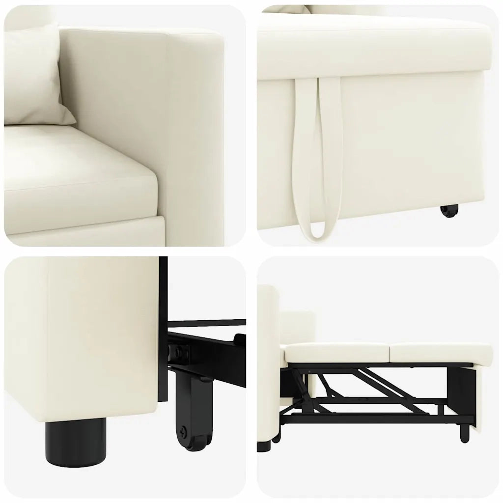 vidaXL Divano Letto Singolo Crema 90 x 165 x 87 cm Velluto