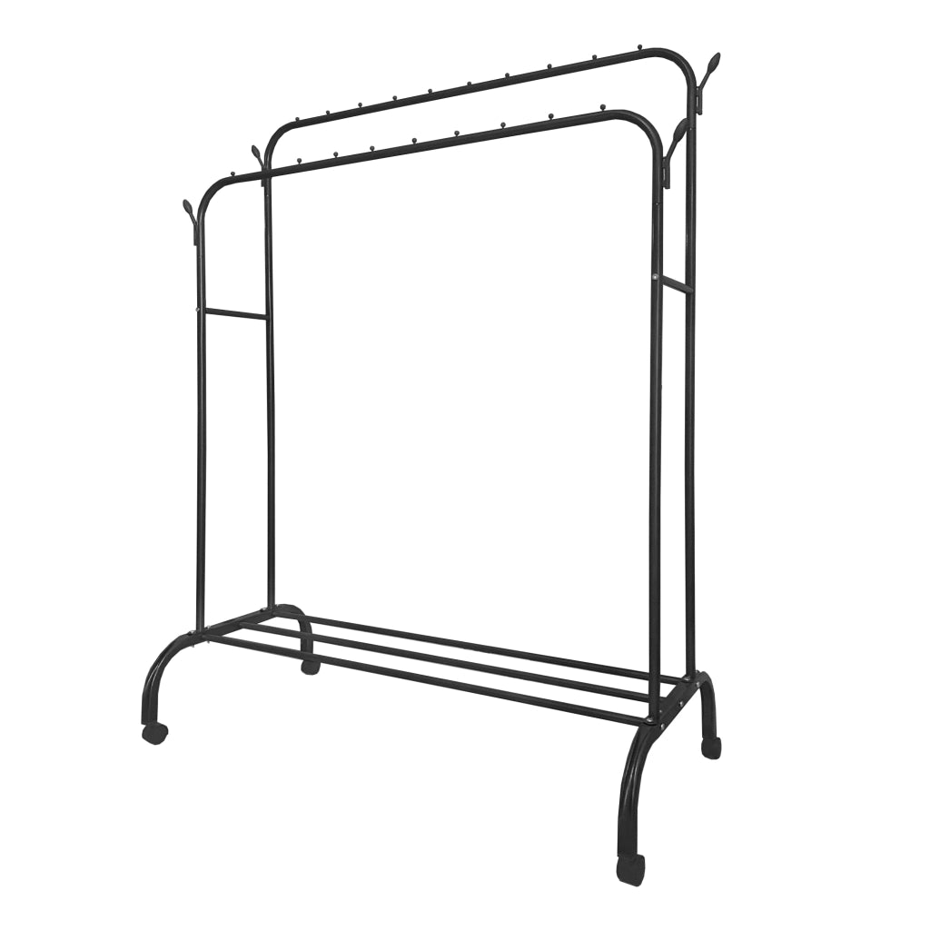 Appendiabiti Donkey Premium Maxi a 1 supporto Nyana Home 152x110x56 cm, 2 barre appendiabiti, 4 ganci laterali, 1 ripiano inferiore Nero.