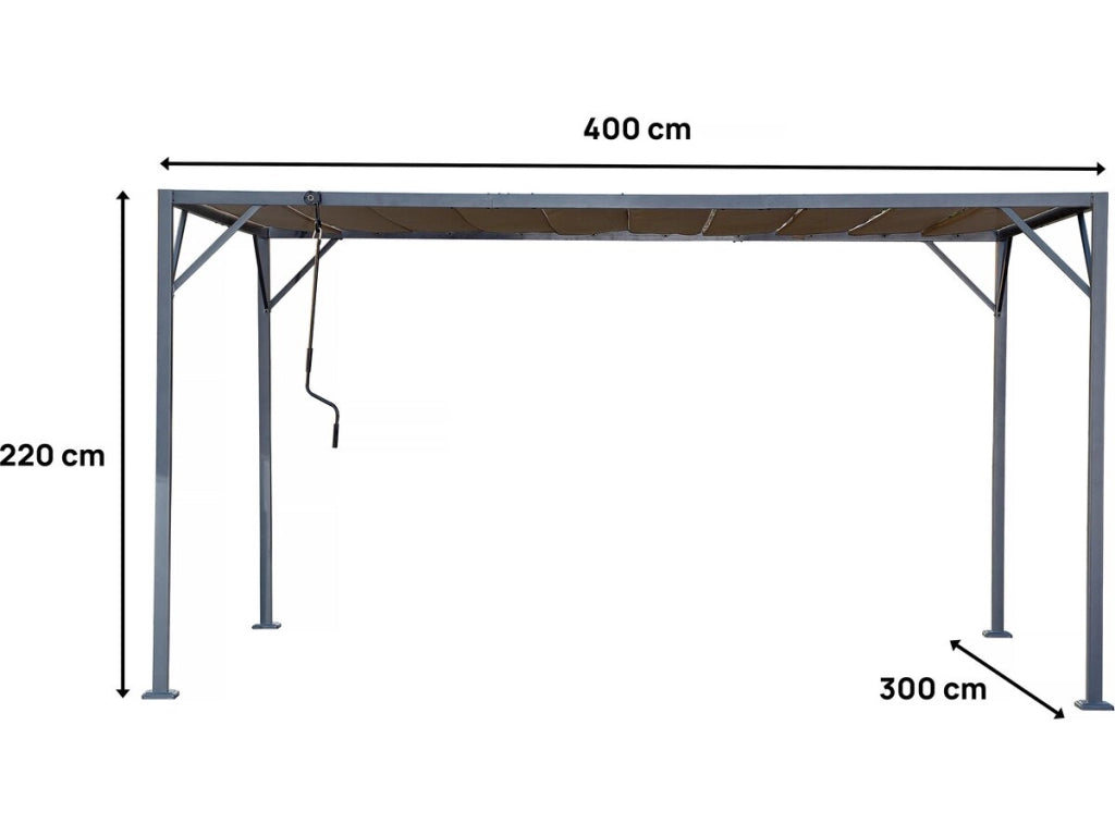 Pergola bioclimatica in tessuto "Lodge" da 3 x 4 m - Grigio talpa