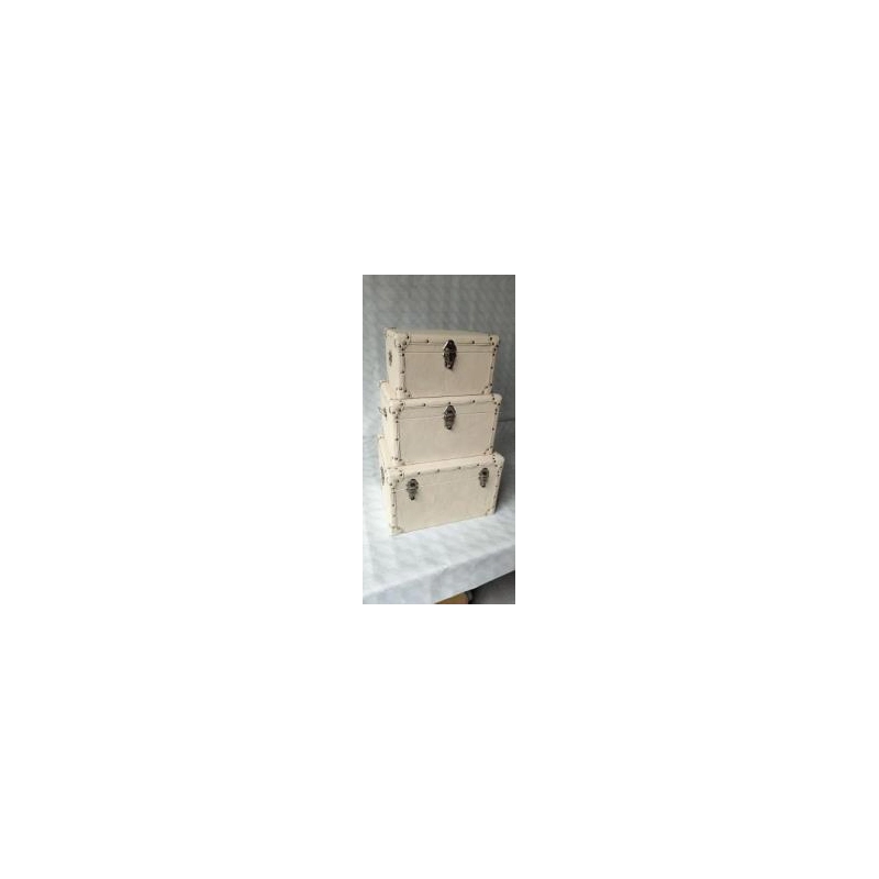 Baule ecopelle 1-3 crema cm 80x50h30,5