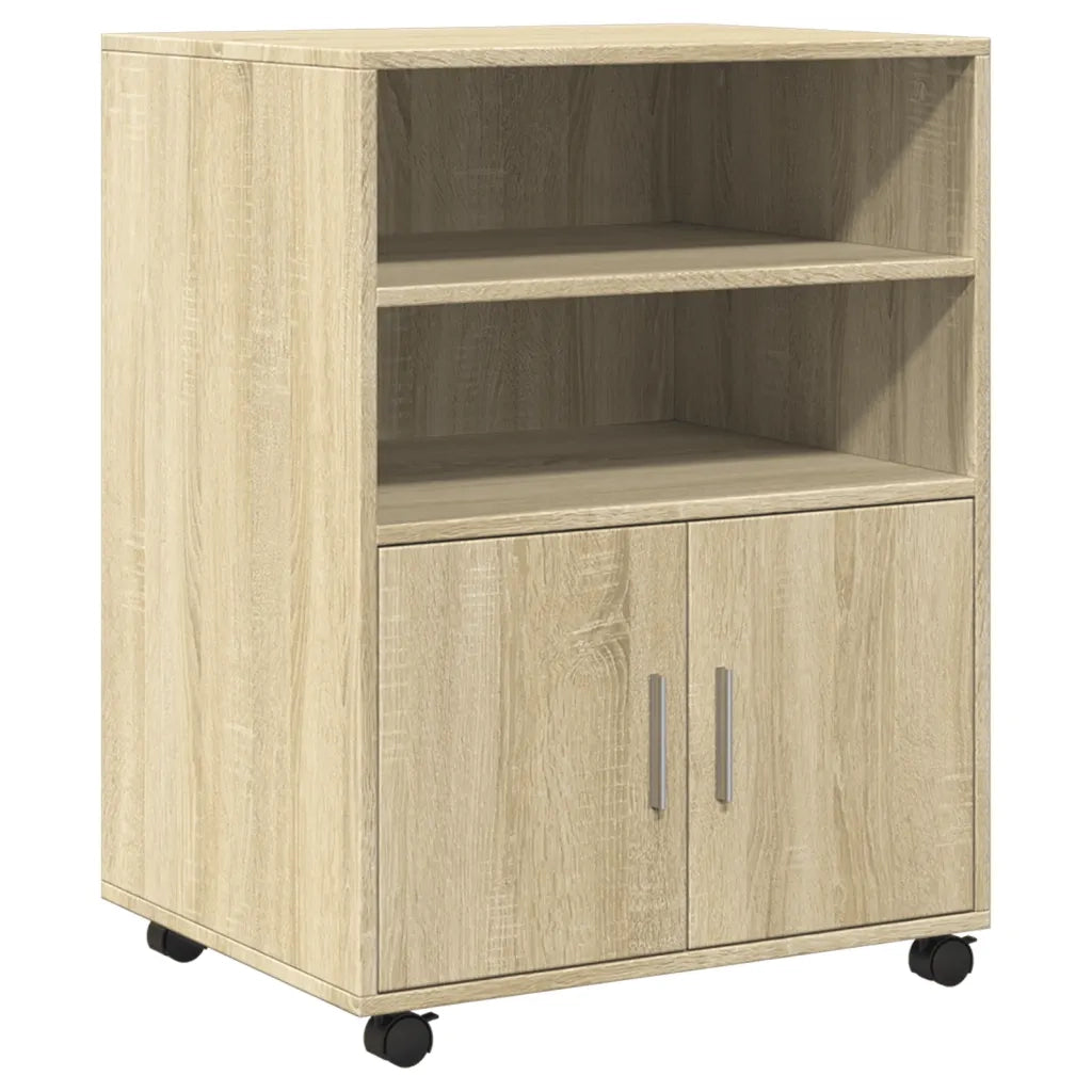 Mobiletto con Ruote Rovere Sonoma 60x48x81 cm in Truciolato 853166