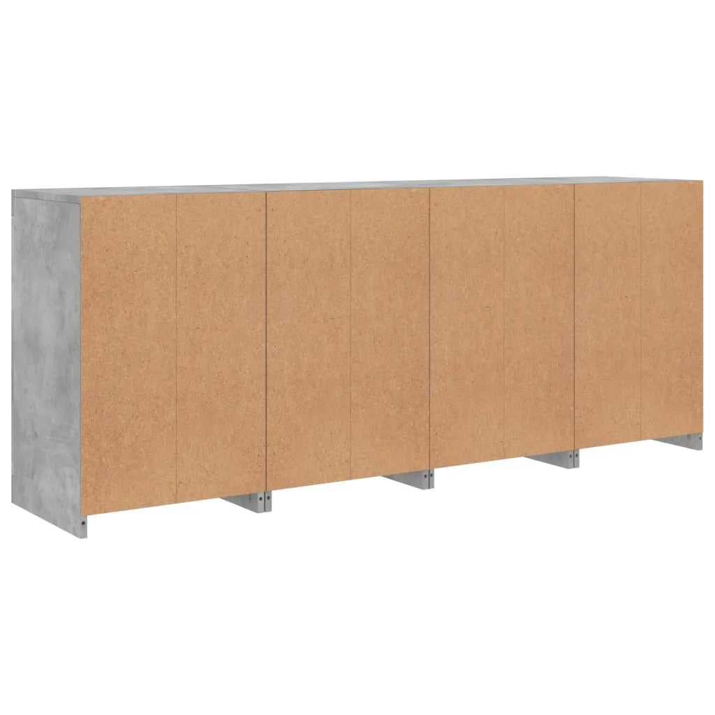 Credenza con Luci LED-Buffet-Armadio da cucina Grigio Cemento 164x37x67 cm