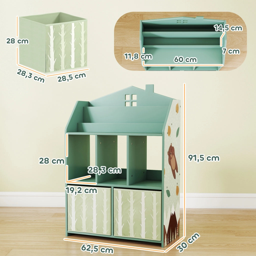 Scaffale Bambini con Cassetti Tessuto ¨C zephmum ¨C Verde 90x30x120