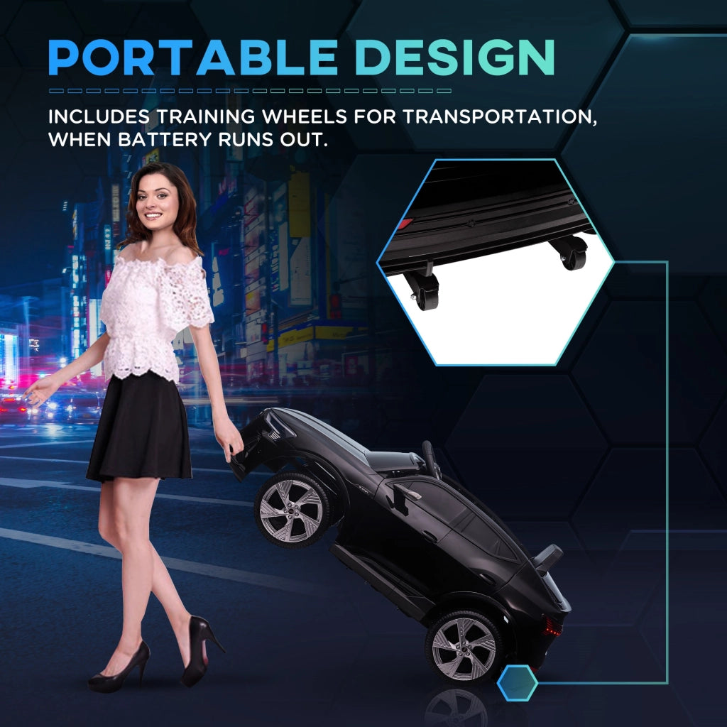 EasyComfort Macchina Elettrica per Bambini 3-5 Anni con Telecomando e cinture di sicurezza, Auto a 12V con Luci e Musica, 3-8km/h, Nero