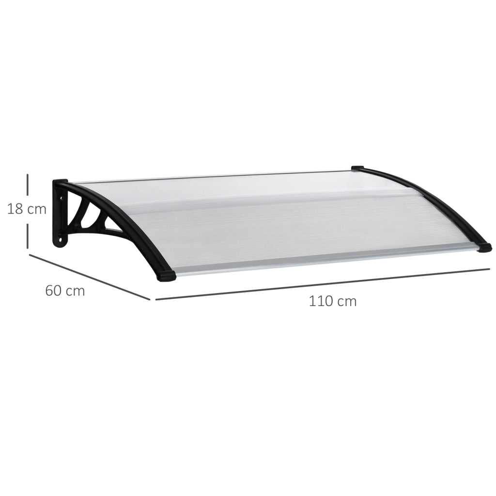 EasyComfort Pensilina da Esterno per Finestre e Porte, in Policarbonato e Alluminio, 110x60x18cm - Trasparente