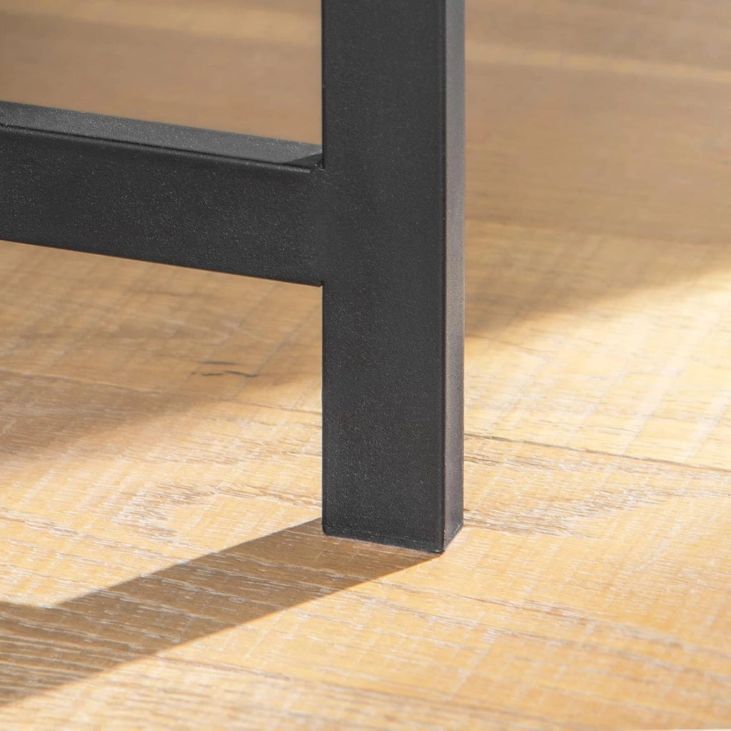 Scrivania Salvaspazio con 1 Cassetto e 2 Ganci Tavolo da Lavoro Angolare Piccolo per Ufficio o Studio Scrivania Nero-Naturale per Casa, Cameretta o Computer 60x40x77cm FWT43-N
