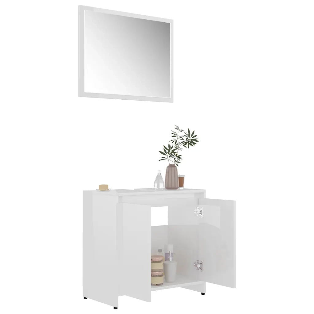 Set Mobili da Bagno Bianco Lucido in Truciolato cod mxl 13674