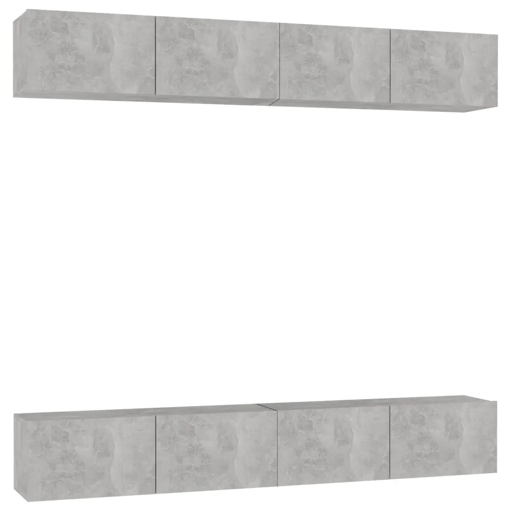 Mobili TV 4 pz Grigio Cemento 100x30x30 cm in Legno Multistrato 3079061