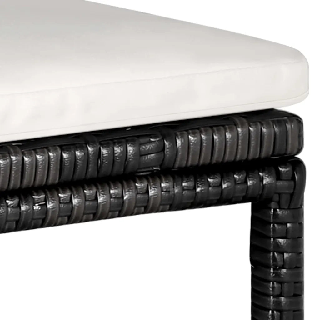 Set da Bar da Giardino 5 pz | Set Salotto da Giardino con Cuscini in Polyrattan Nero