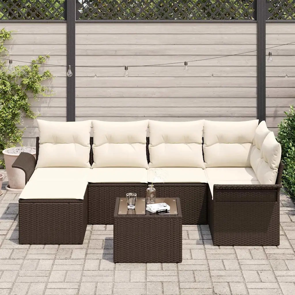 Set Divano da Giardino 7 pcs Marrone polyrattan 3354107