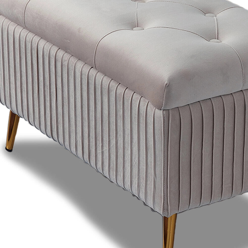 Pouf Contenitore Panta in Velluto Rettangolare Morbido Capiente Divanetto Grigio