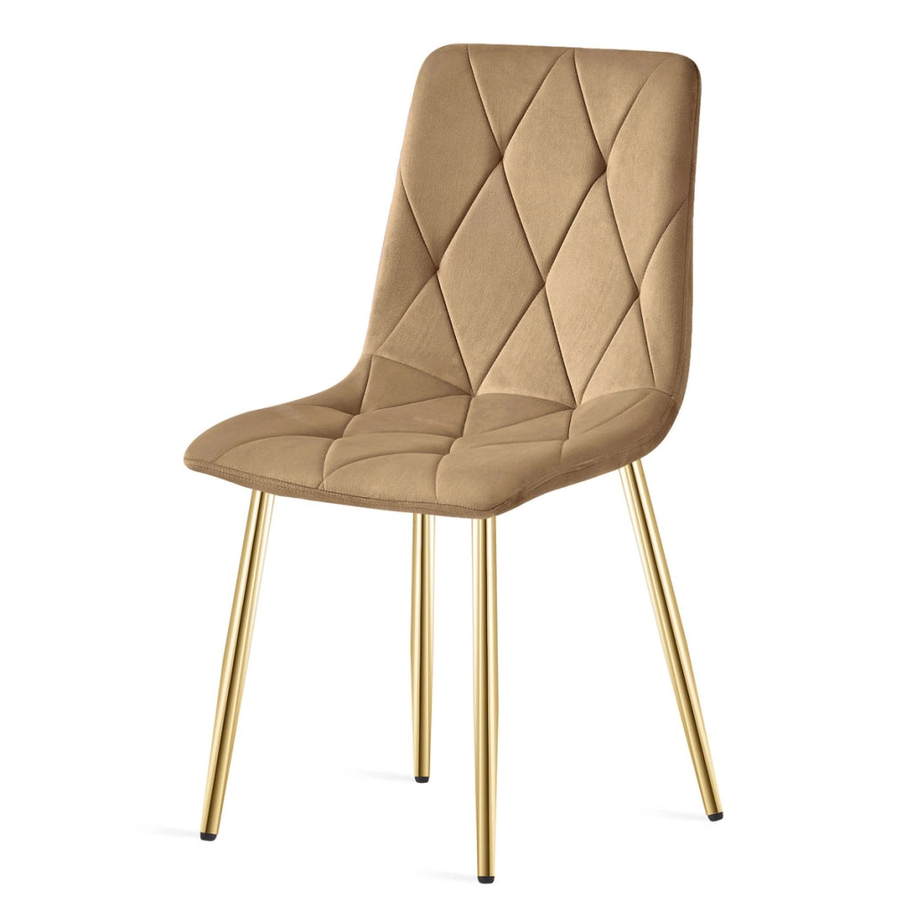 Sedia Libra in Velluto Marrone e Gambe Oro