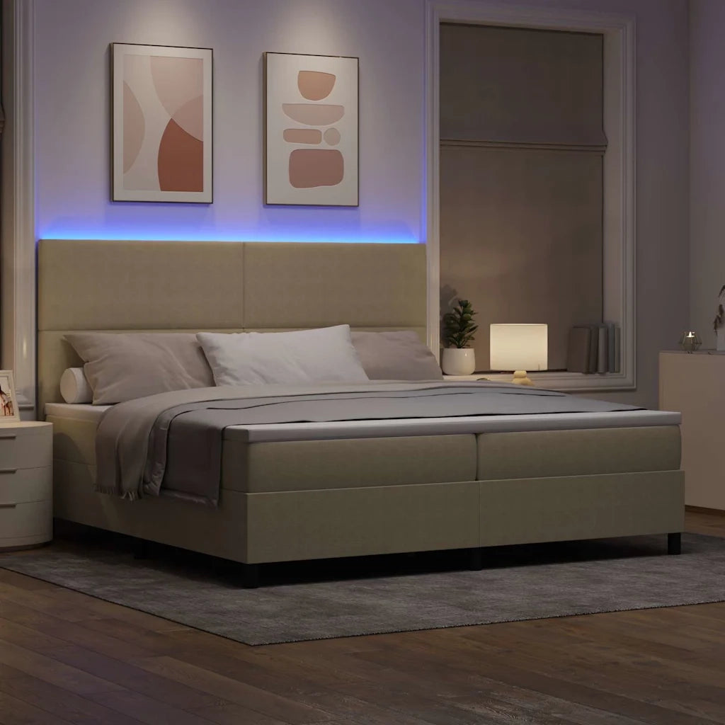 Letto a Sorgente LED Grigio chiaro e bianco 200 x 200 cm 3337662