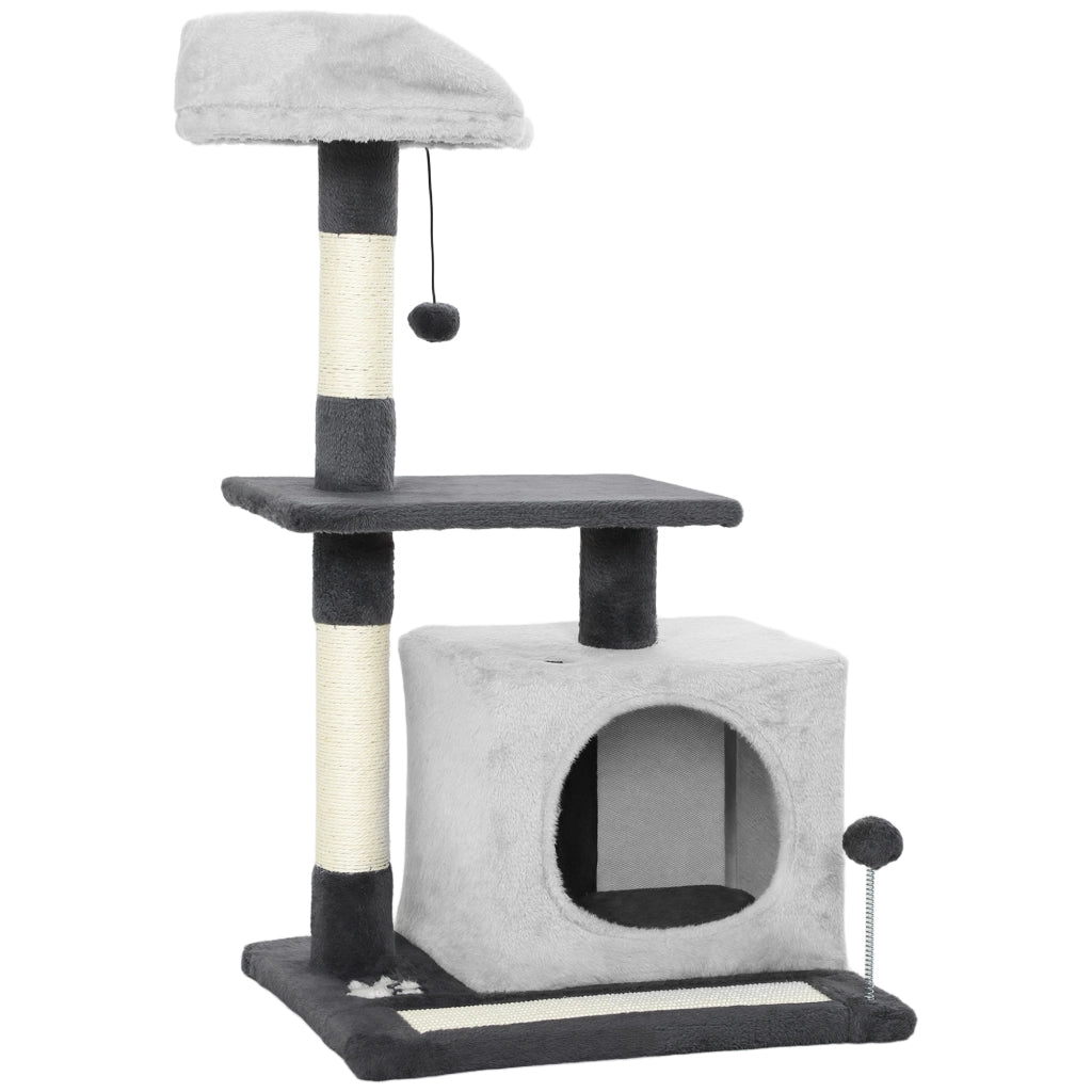 Tiragraffi per gatti con casetta e lettino ¨C Xylo ¨C Grigio 85cm