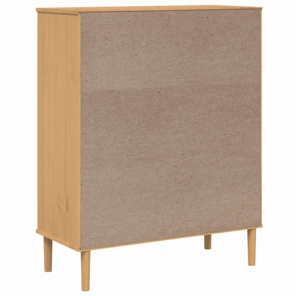 Credenza | Madia | Buffet da pranzo | Armadio da pranzo SENJA Aspetto Rattan Marrone 90x40x112cm Massello Pino