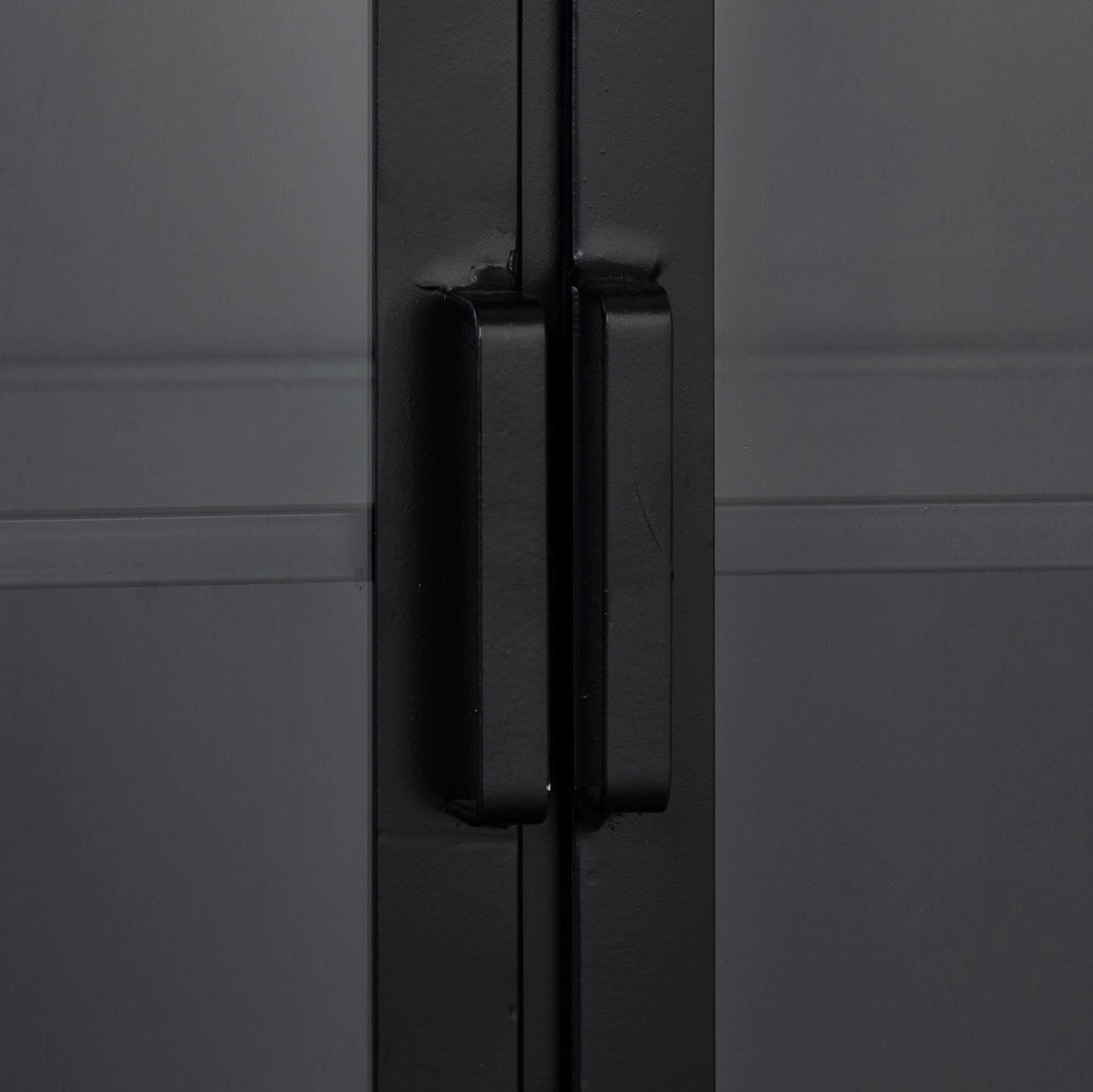 Vetrina in metallo laccato nero a 2 porte 88x44x160