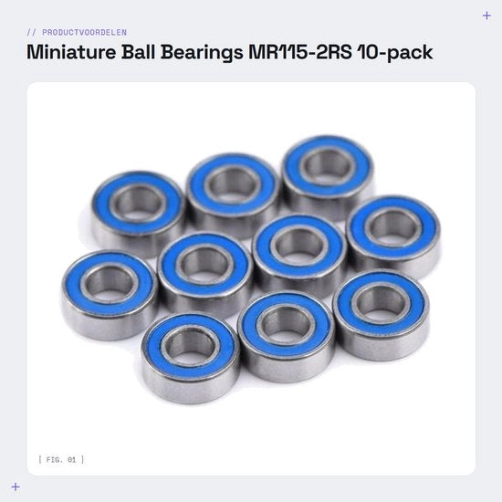 Miniatori a sfera - MR115-2RS - 10-pack - 5 x 11 x 4 mm - Ideali per stampanti 3D - Adatti per modellismo - Ottimi per applicazioni elettriche