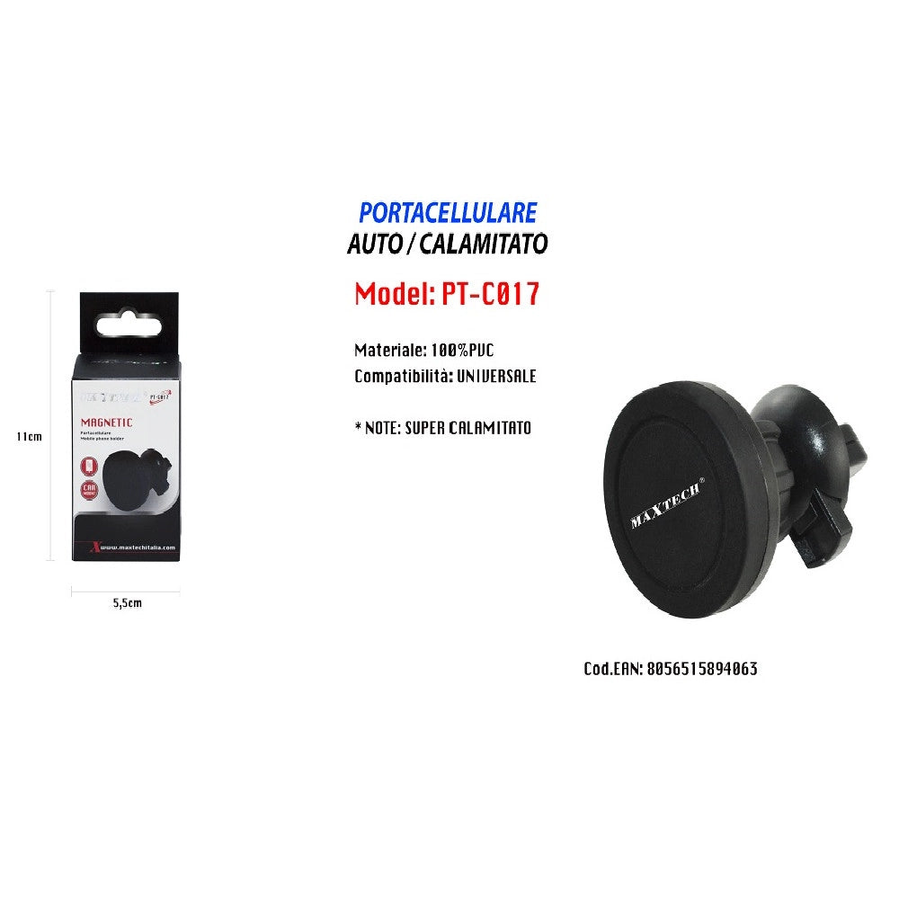 Trade Shop - Portacellulare Universale Smartphone Da Auto Supporto Calamitato Maxtech Pt-c017 -