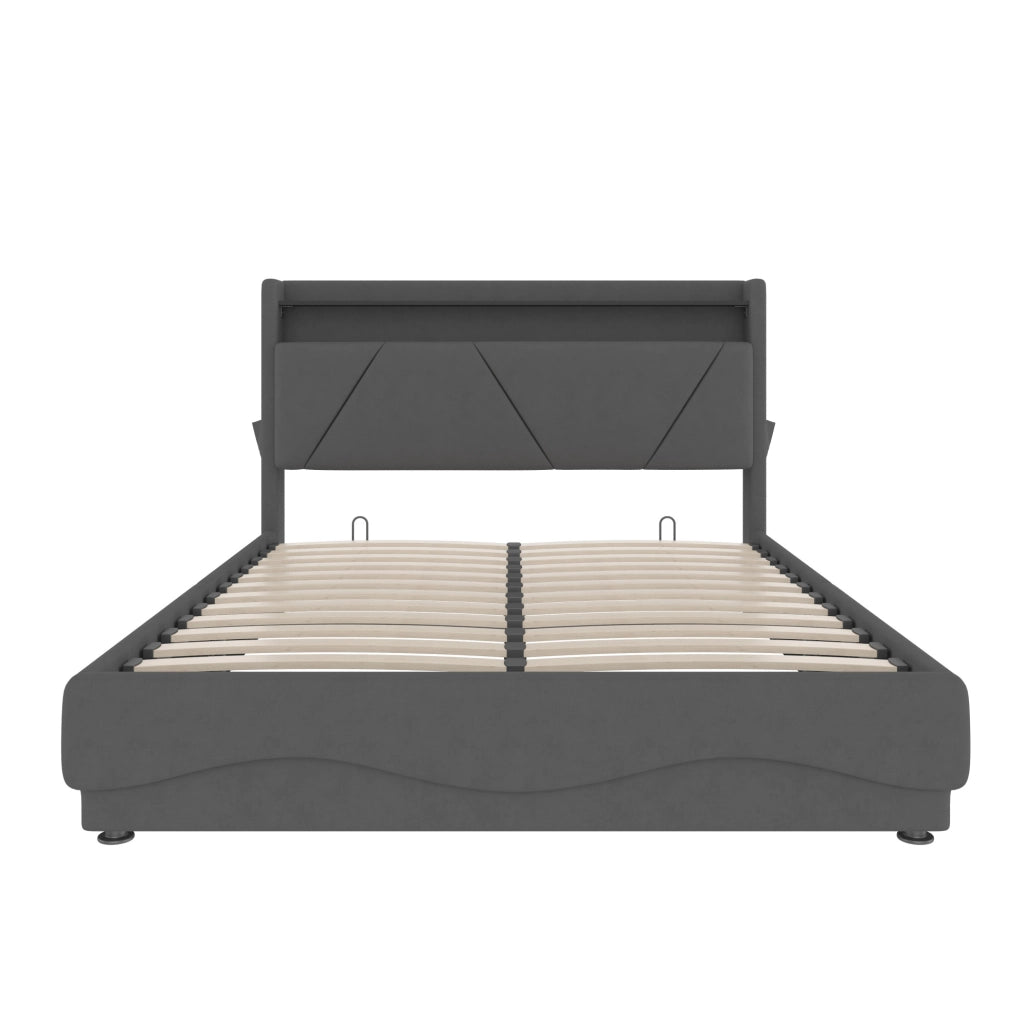 Letto 160x200 cm con LED, contenitore, USB e Type-C