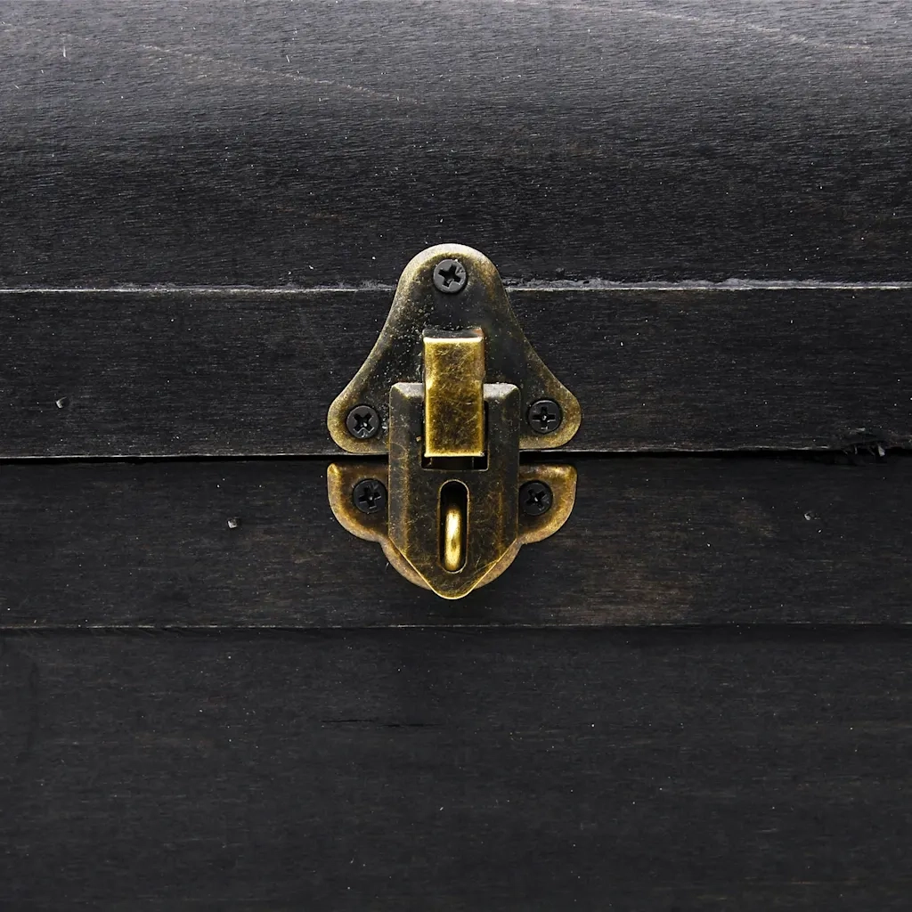 Baule del Tesoro in Legno Nero 90x51x42 cm