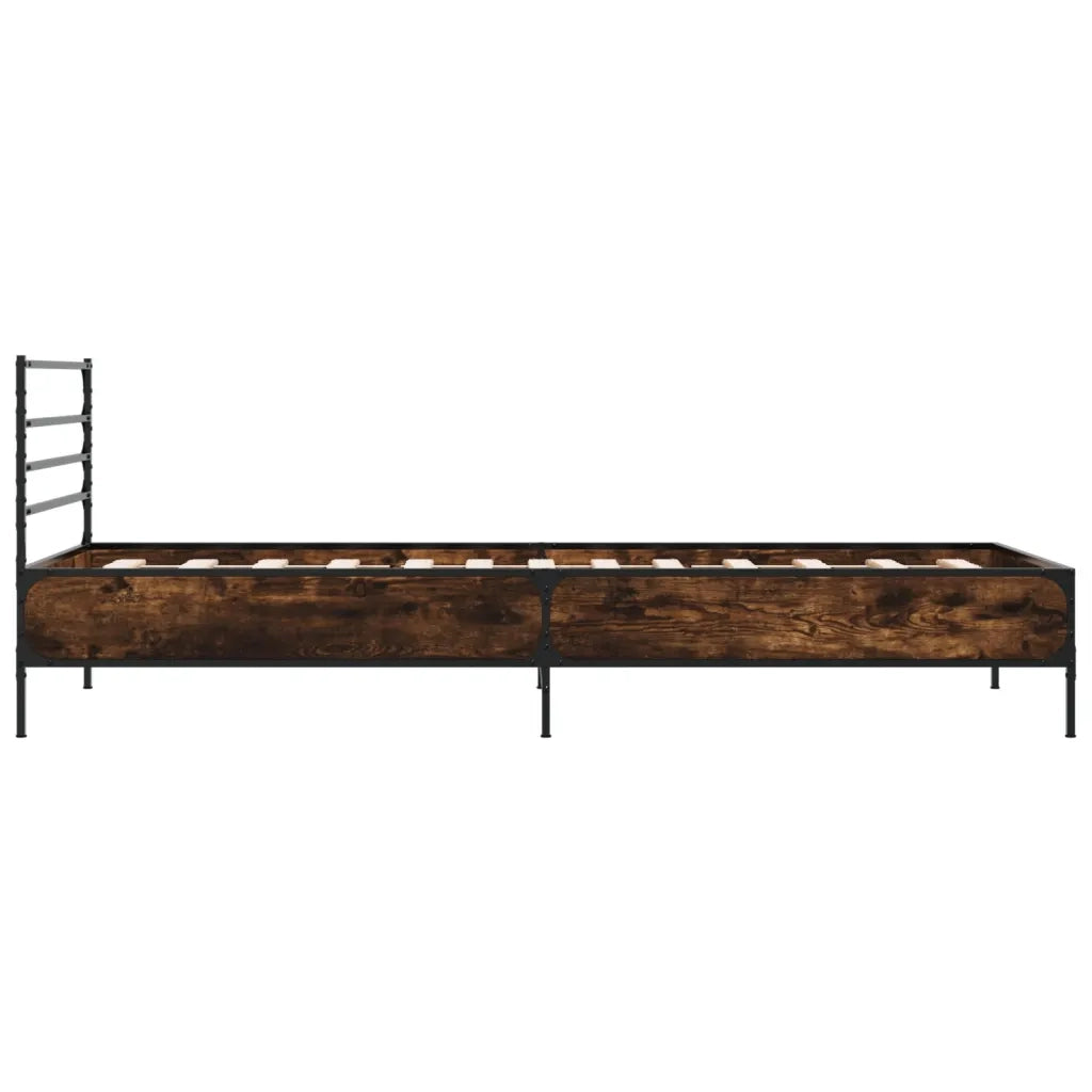 Giroletto-Struttura Letto Rovere Fumo 90x190 cm in Legno Multistrato e Metallo 155496