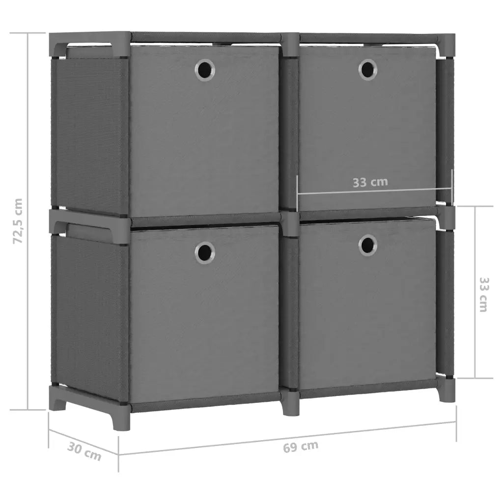 Mobile con 4 Scatole a Cubo Grigio 69x30x72,5 cm in Tessuto CFW4019921