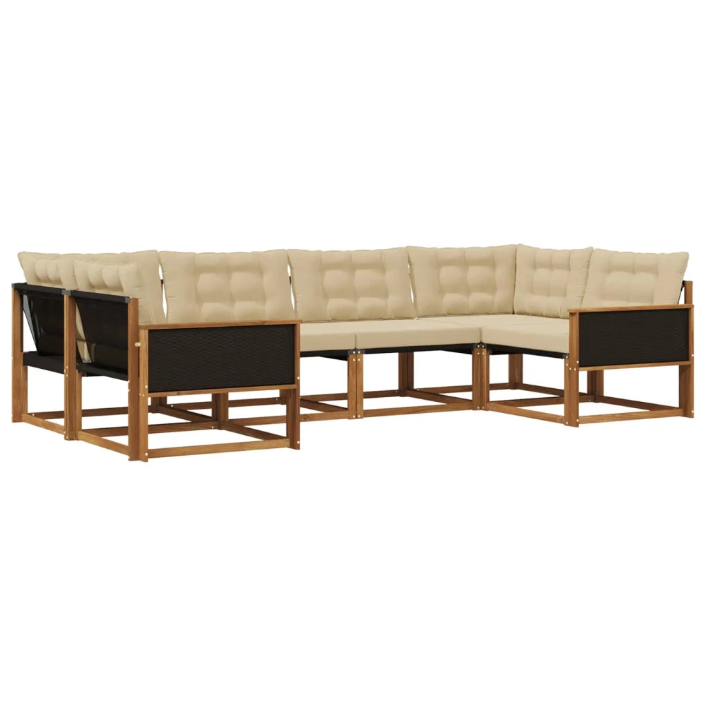 Set di divani da esterno 6 pz Naturale e Beige 3381641