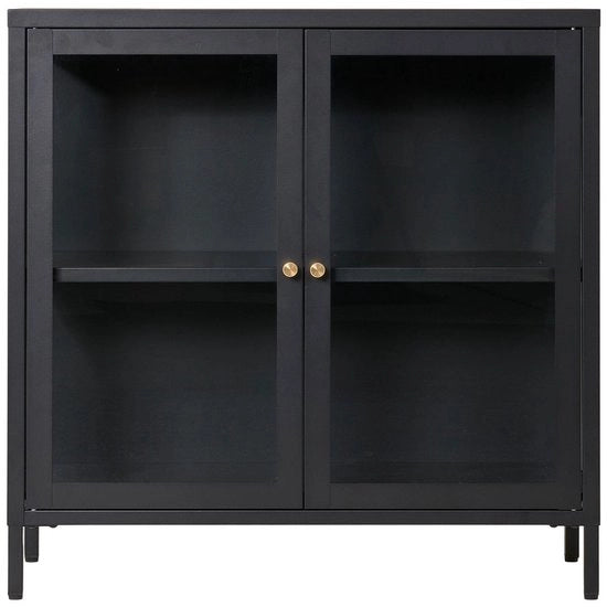 Cassa in acciaio - display case in vetro - unità di archiviazione in alluminio - nera - duraturo e stile - 80 cm x 35 cm x 80 cm