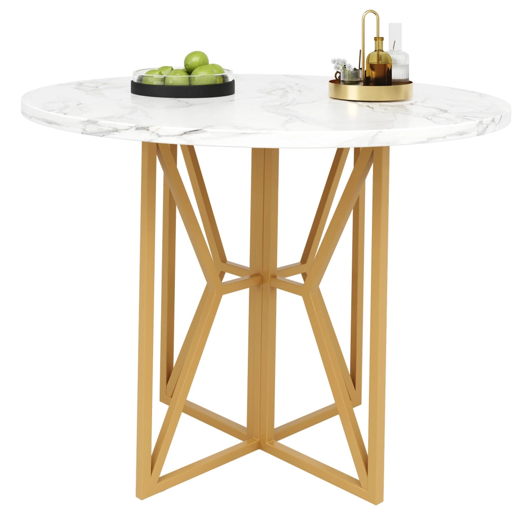 Tavolo da pranzo 80x80x76 cm con design elegante in MDF e metallo dorato