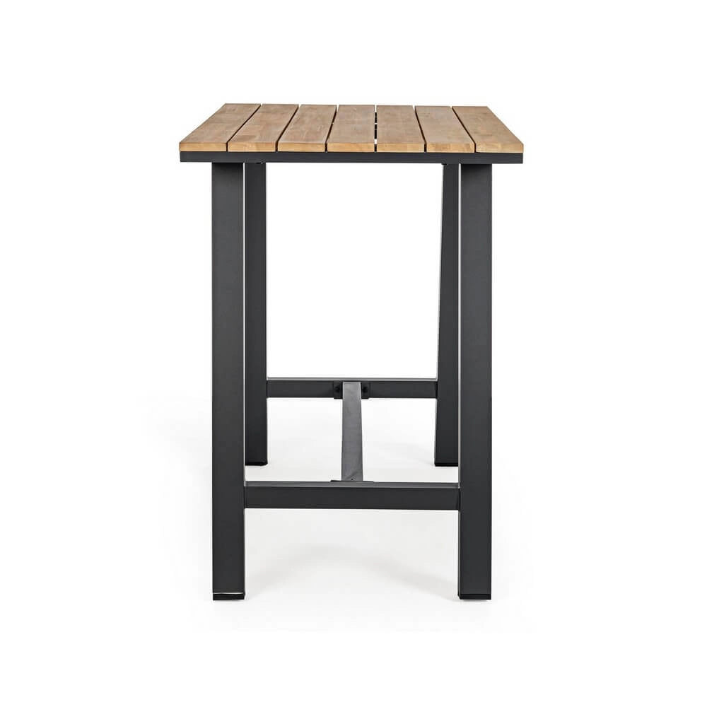 Tavolo bar alto da esterno in alluminio effetto legno 131x73 cm - NAVIGATOR