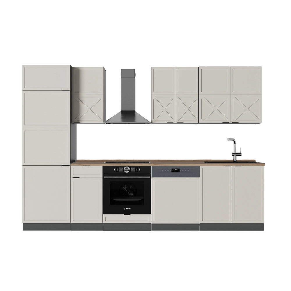 Cucina componibile Fame-Line GrigioBeige/Antracite 300 cm, PL Rovere Vicco