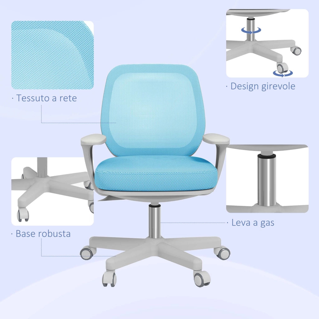 Sedia da Ufficio Reclinabile ¨C Minimal ¨C Azzurra 55x48x82.5-94.5 cm