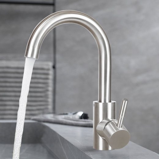 ZMH Rubinetto miscelatore miscelatore rotante ad alta pressione tirante in acciaio inox