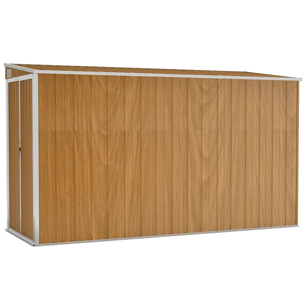 Capanno Giardino a Parete Marrone 118x288x178cm Acciaio Zincato