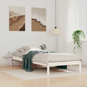 Letto con Tavolini Laterali Bianco 100 x 210 cm Pino massello 873224