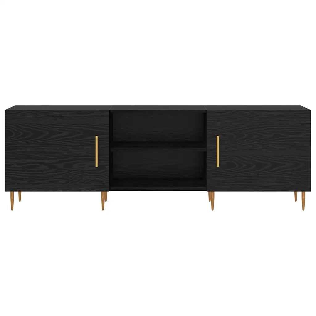 Mobile porta TV rettangolare moderno con finitura opaca 150 x 30 x 50 cm con pratico vano contenitore in legno nero 02_0052514