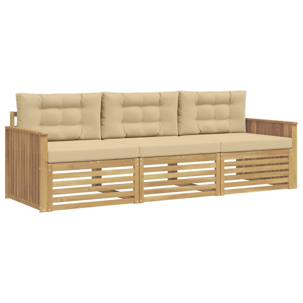 Set di divani da esterno 3 pcs Bianco e Beige 3389963