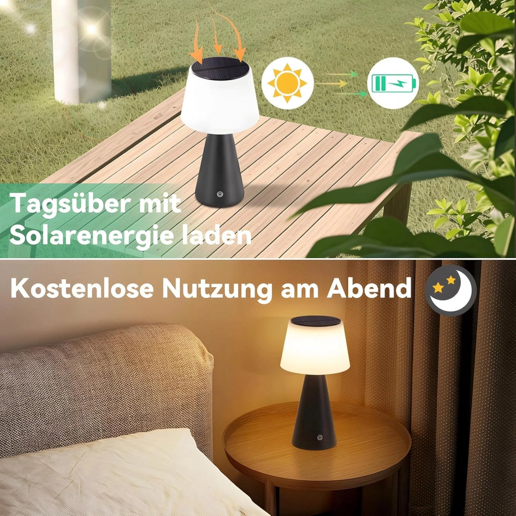 ZMH Lampada da tavolo LED wireless solare batteria moderna dimmerabile per soggiorno giardino comodino