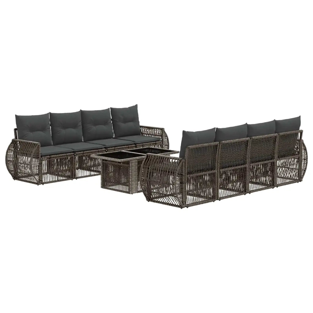 Set Divano da Giardino 9 pz Grigio e Grigio Scuro polyrattan 3436913