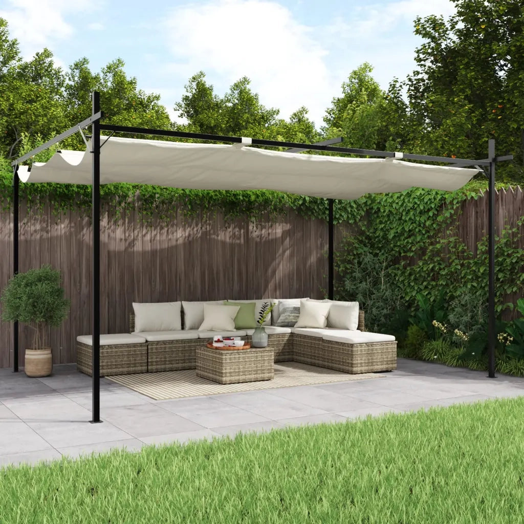 Pergola con Tetto Retrattile Crema 395x292x230 cm CFW2919684