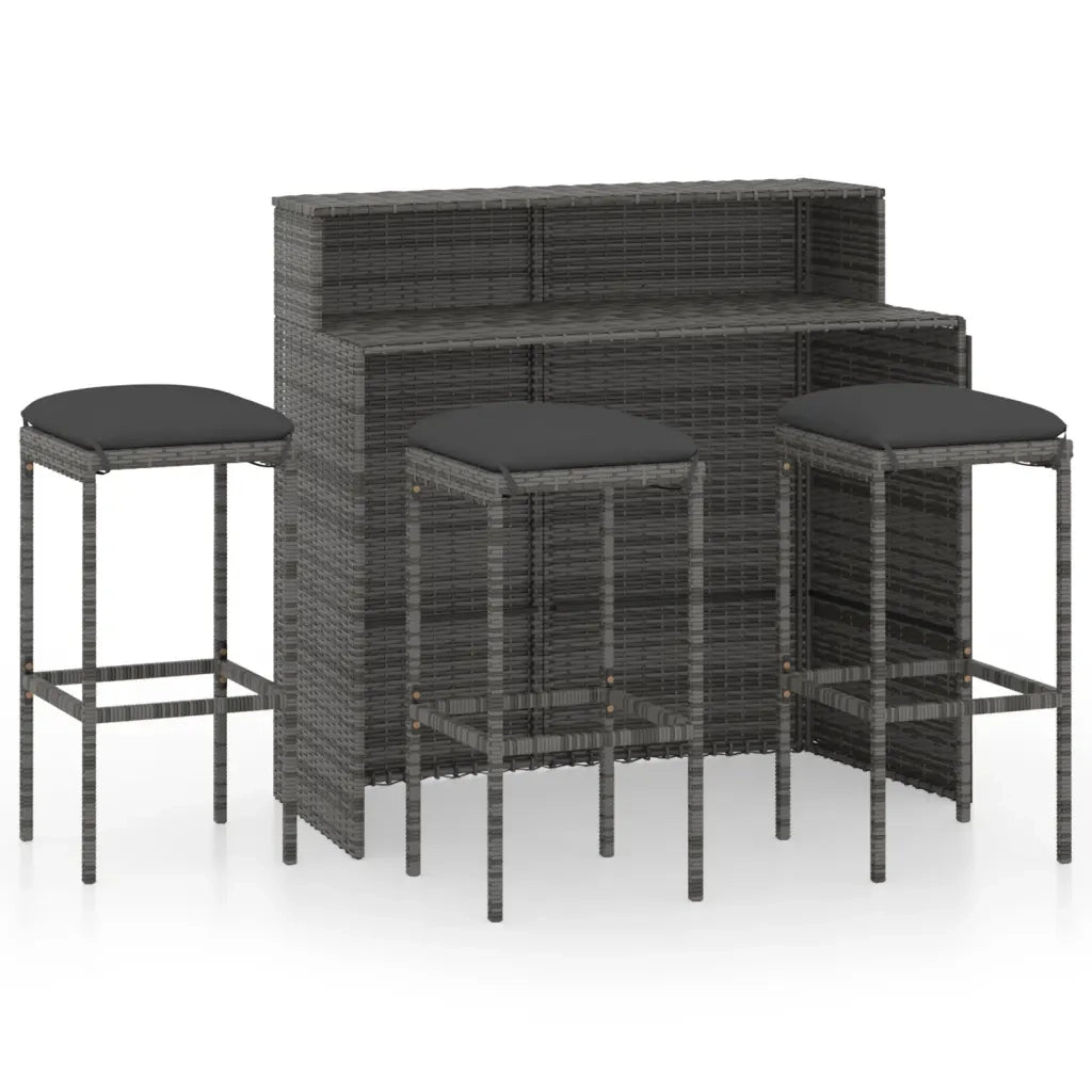 Set Bar da Giardino 4 pz con Cuscini Grigio 3064877