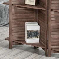 Paravento Interno a 4 Pannelli 162L x 170H cm 3 Ripiani Pieghevoli Separatore di Ambiente Porte a Persiana Legno di Paulownia Noce