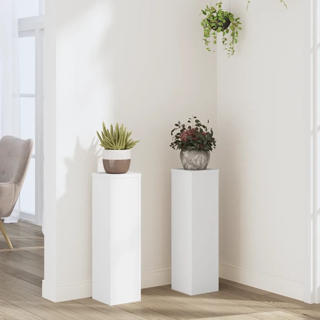 Supporti per piante | Sostegno per piante 2 pz Bianchi 17x17x60 cm Legno Multistrato