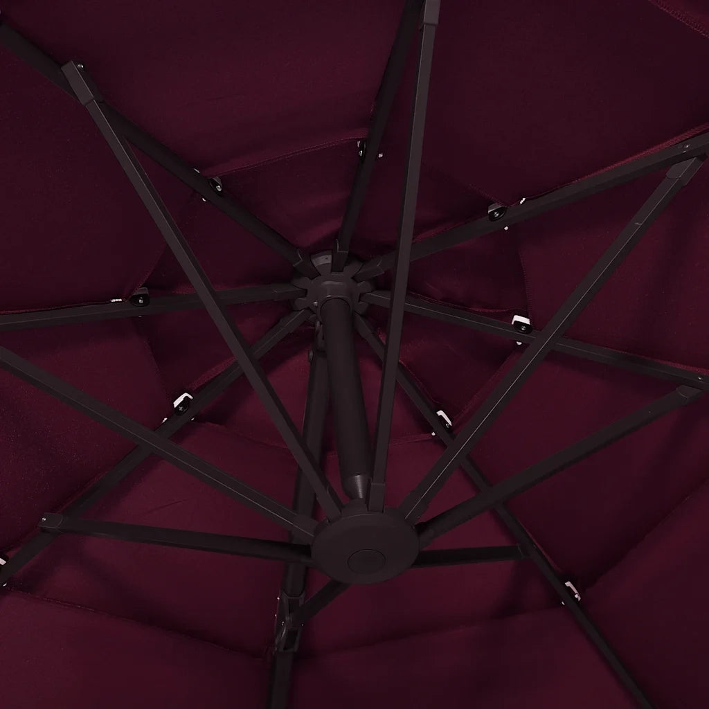 Ombrello | Parasolne a Sbalzo 4 Livelli Palo in Alluminio 3x3 m Bordeaux