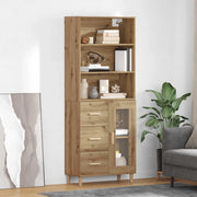 Credenza con Cassetto-Buffet-Armadio da cucina Rovere artigianale 69,5 x 32,5 x 180 cm 833162