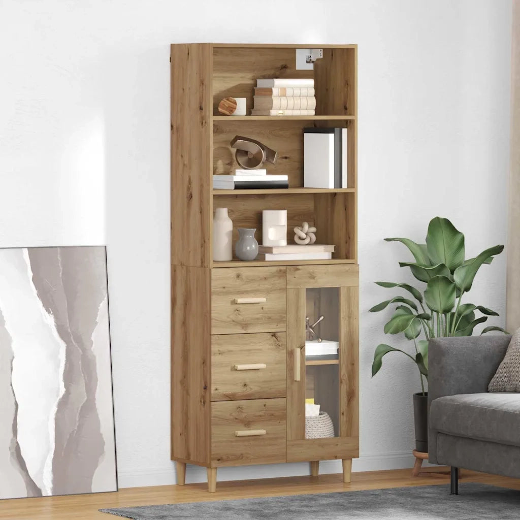 Credenza con Cassetto-Buffet-Armadio da cucina Rovere artigianale 69,5 x 32,5 x 180 cm 833162