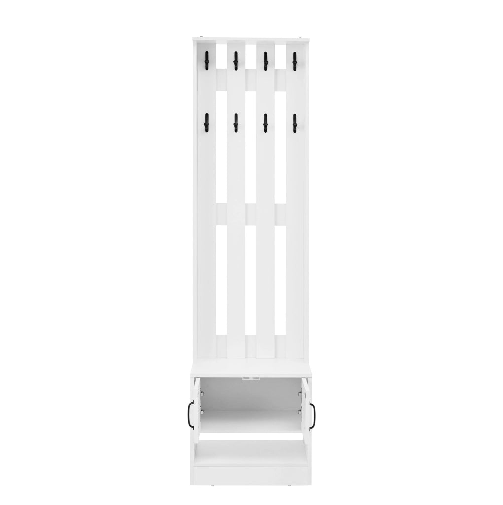 Mobile ingresso portascarpe con seduta e 2 ante; in truciolare bianco; 50 x 36 x 190 cm