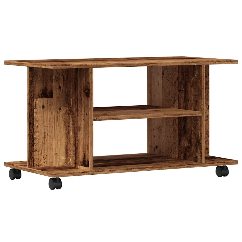 Mobile TV con Ruote-Credenza TV-Console TV Legno Antico 80x40x45 cm Legno Multistrato